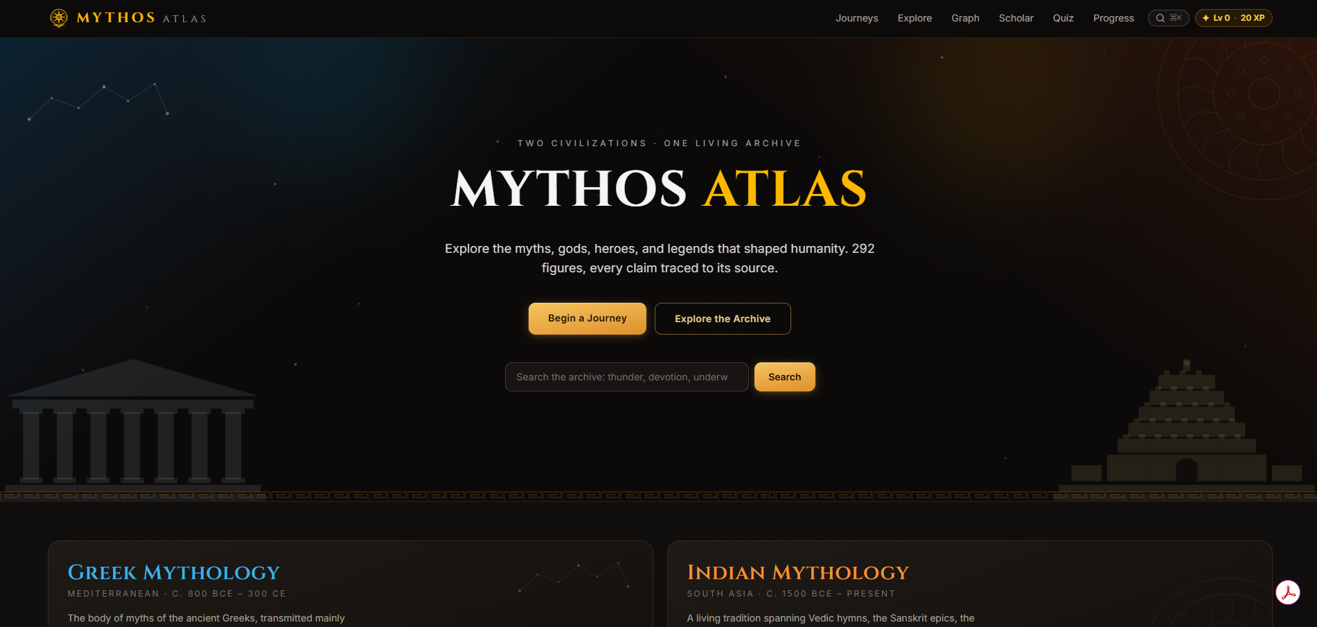 Mythos Atlas RAG interface, screenshot 1